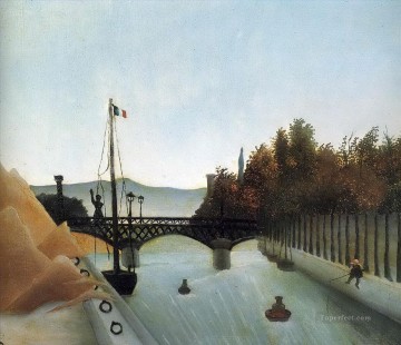  primitivism art painting - footbridge at passy 1895 Henri Rousseau Post Impressionism Naive Primitivism